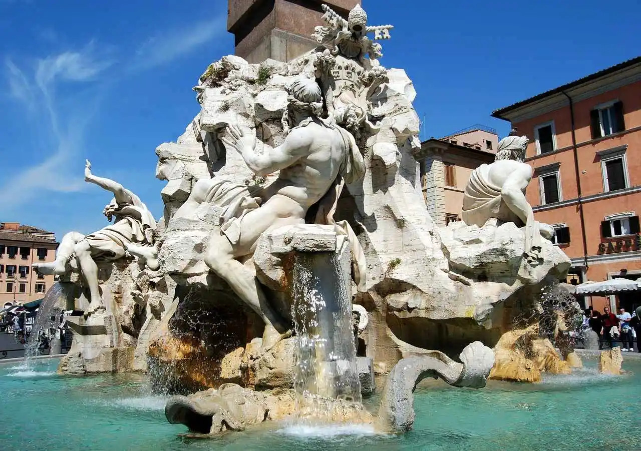 Fontana dei Quattro Fiumi, Travertino e marmo, 1648-1651, Piazza Navona, Roma